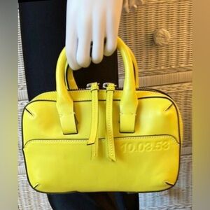 10.03.53. Leather Calfskin 2 Way Icon Mini Brief - Case in Lemon Yellow color